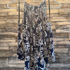 Tigerlily Navy and Beige Patterned Blouse